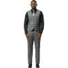 Men’s Tailored 3-Piece Plaid Suit | Windowpane Check Fabric | Single-Breasted Jacket & Vest Set(Grey)