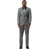 Men’s Tailored 3-Piece Plaid Suit | Windowpane Check Fabric | Single-Breasted Jacket & Vest Set(Grey)