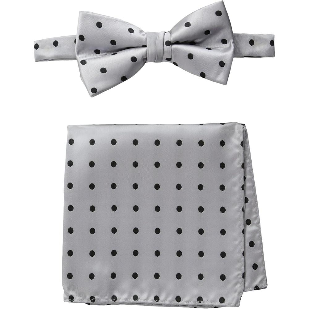 image:imageStacy Adams Mens Satin Dot Bow Tie SetSilver