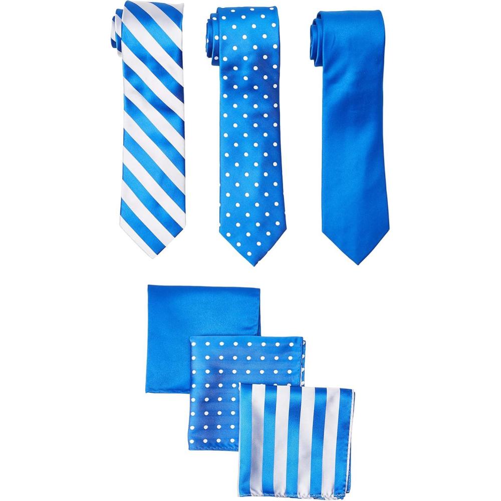 image:imageStacy Adams mens 3 Pack Satin Neckties Solid Striped Dots With Pocket SquaresBlue