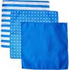 Stacy Adams mens 3 Pack Satin Neckties Solid Striped Dots With Pocket Squares(Blue)