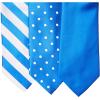 Stacy Adams mens 3 Pack Satin Neckties Solid Striped Dots With Pocket Squares(Blue)