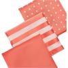 Stacy Adams mens 3 Pack Satin Neckties Solid Striped Dots With Pocket Squares(Coral)