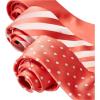 Stacy Adams mens 3 Pack Satin Neckties Solid Striped Dots With Pocket Squares(Coral)