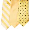 Stacy Adams mens 3 Pack Satin Neckties Solid Striped Dots With Pocket Squares(Gold)