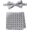 Stacy Adams Men’s Satin Dot Bow Tie Set(Silver)