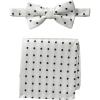 Stacy Adams Men’s Satin Dot Bow Tie Set(White/Black)