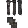 Stacy Adams mens 3 Pack Satin Neckties Solid Striped Dots With Pocket Squares(Black)