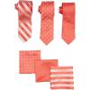 Stacy Adams mens 3 Pack Satin Neckties Solid Striped Dots With Pocket Squares(Coral)