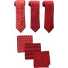 Stacy Adams mens 3 Pack Satin Neckties Solid Striped Dots With Pocket Squares(Red)