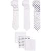 Stacy Adams mens 3 Pack Satin Neckties Solid Striped Dots With Pocket Squares(White)