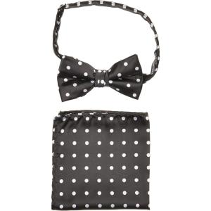 Stacy Adams Men’s Satin Dot Bow Tie Set(Black/White)