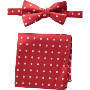 Stacy Adams Men’s Satin Dot Bow Tie Set(Fire Red)