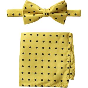 Stacy Adams Men’s Satin Dot Bow Tie Set(Gold)