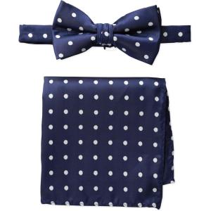 Stacy Adams Men’s Satin Dot Bow Tie Set(Navy)