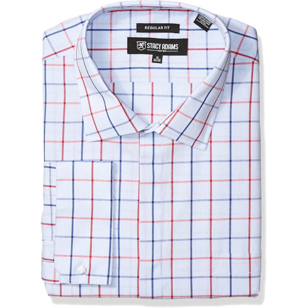 image:imageStacy Adams Mens Big and Tall Windowpane Classic Fit Dress ShirtBlue