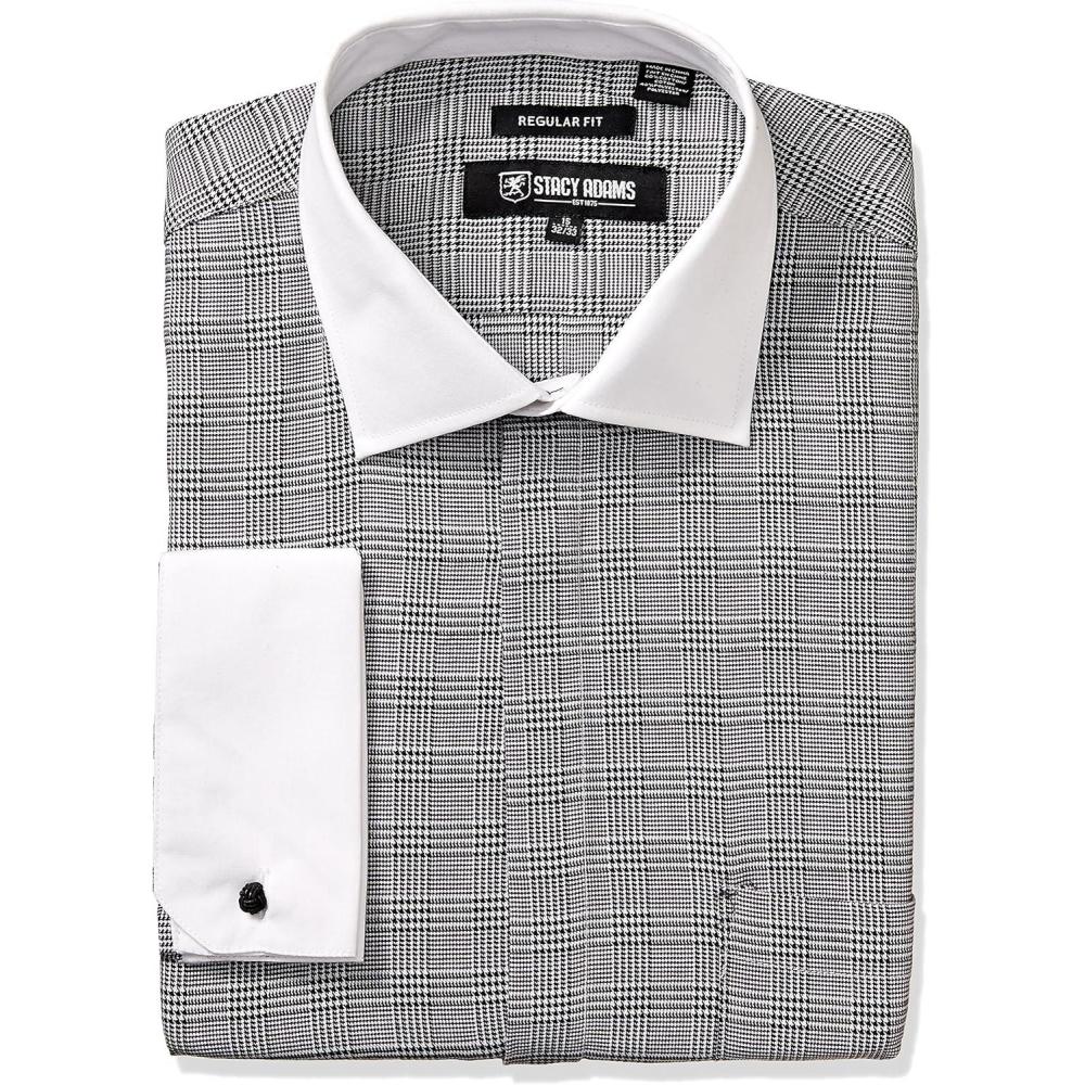 image:imageStacy Adams Mens Large Glen Check Classic Fit Dress ShirtBlack