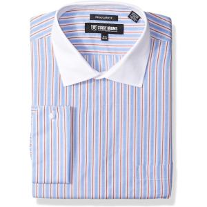 STACY ADAMS Men’s Big & Tall End Stripe Classic Fit Dress Shirt(Blue)