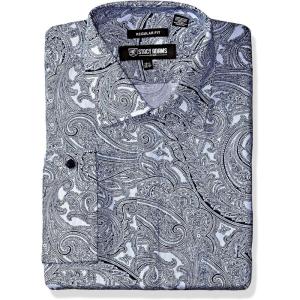 Stacy Adams Men’s Big & Tall Paisley Classic Fit Dress Shirt(Blue)
