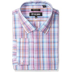 Stacy Adams Men’s Big and Tall Bold Plaid Classic Fit Dress Shirt(Multi)