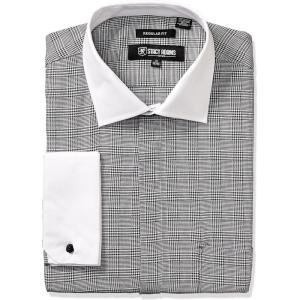 Stacy Adams Men’s Large Glen Check Classic Fit Dress Shirt(Black)