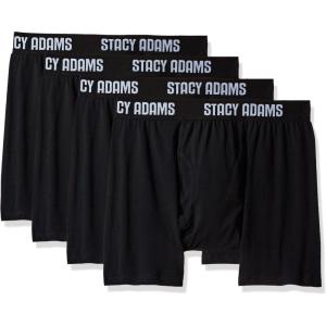 Stacy Adams Men’s 4pack Stretch Cotton Boxer Brief(Black)