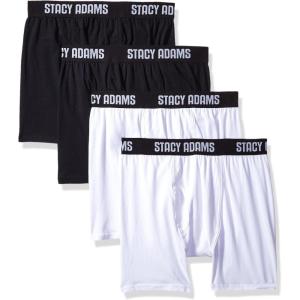 Stacy Adams Men’s 4pack Stretch Cotton Boxer Brief(White/Black)