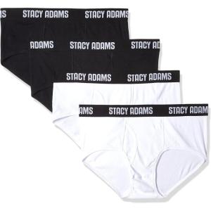 Stacy Adams Men’s Tall 4pack Cotton Brief, Big Sizes(White/Black)
